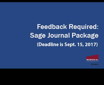 Final Reminder: Consultation required on the Sage Journal Package